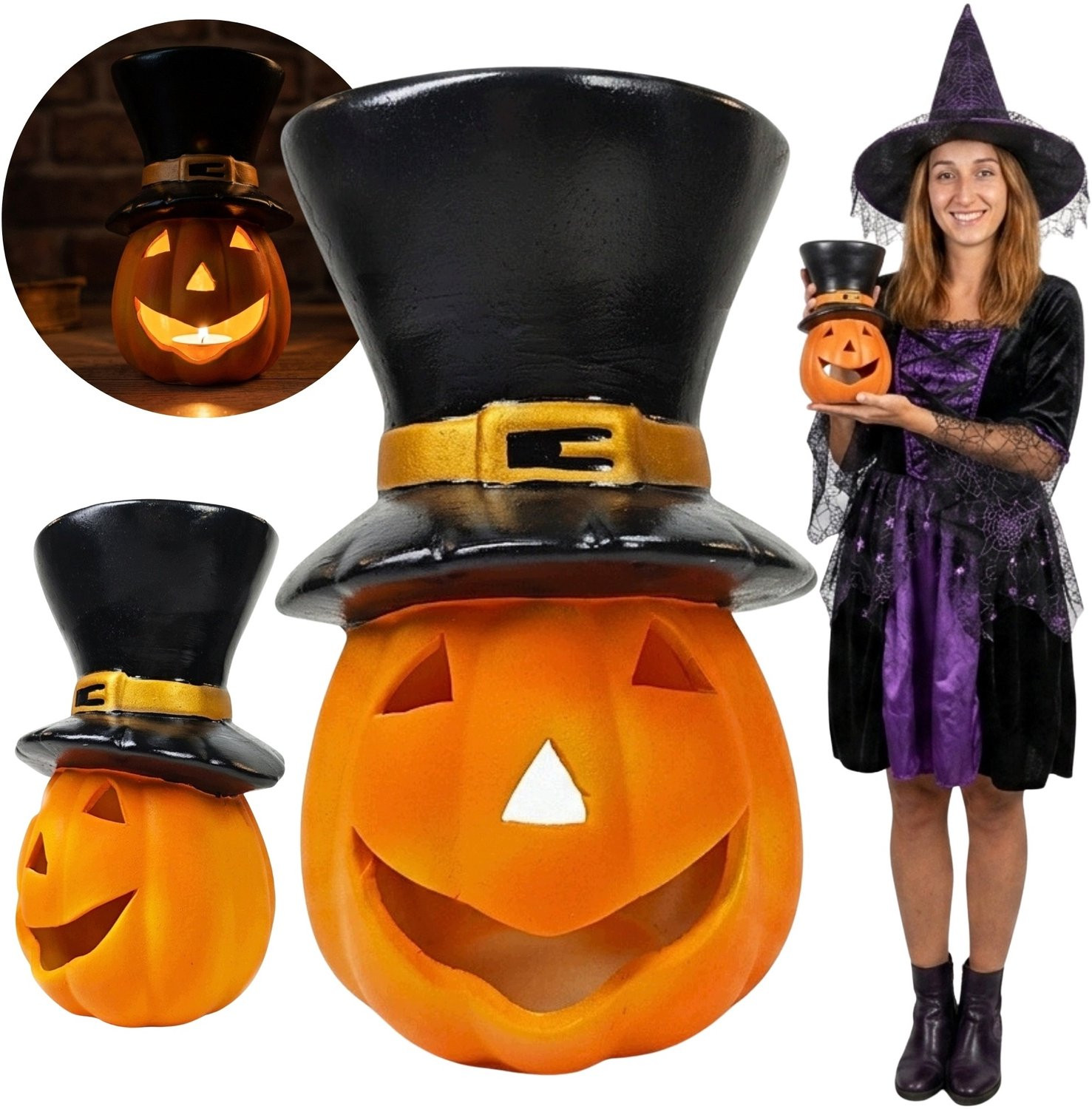 Keramische Pompoen Decoratie voor Halloween en Herfst - 28 cm