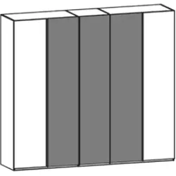 Thielemeyer Cubo Kleiderschrank 5-türig mit 3 Color Glastüren