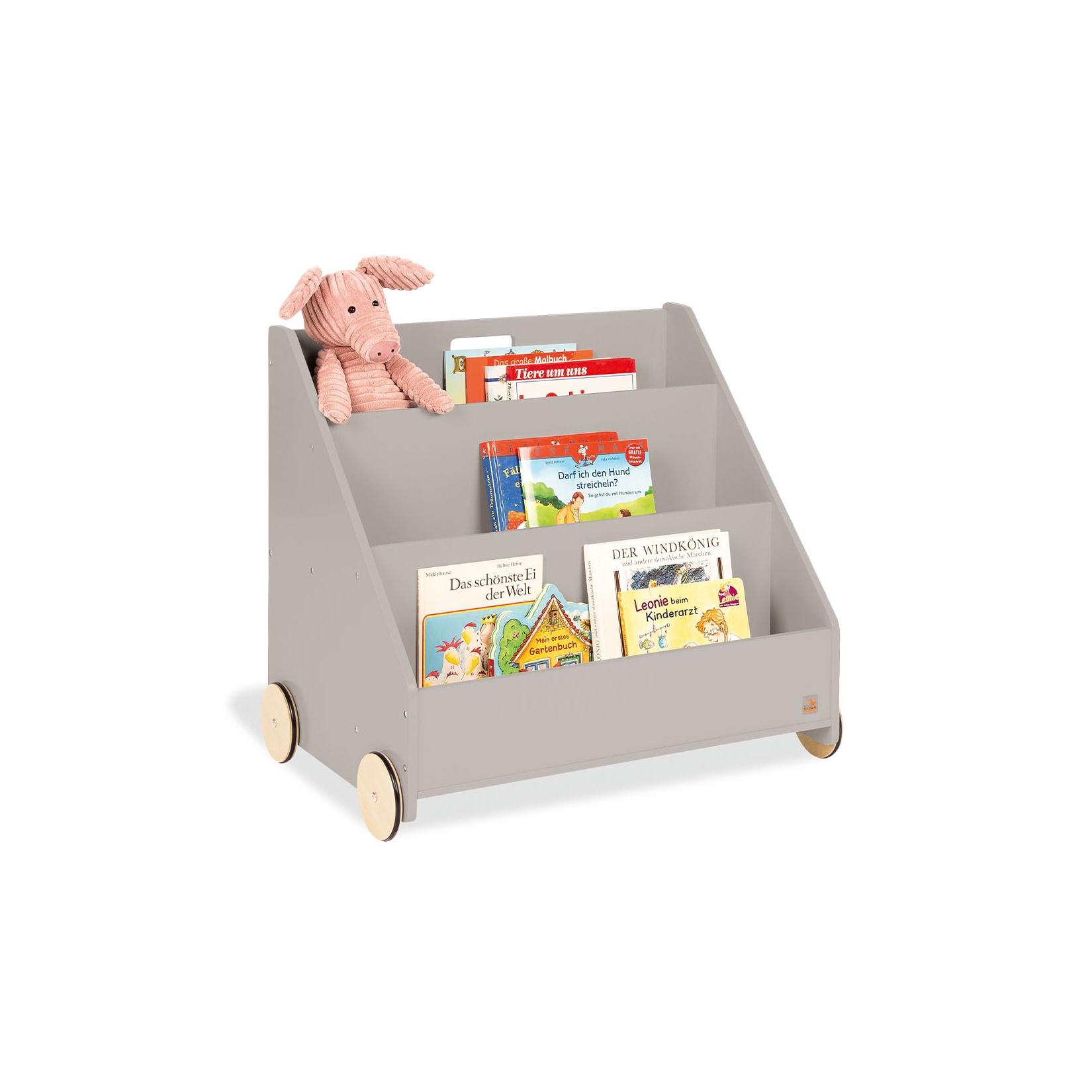 PINOLINO Kinder-Bücherregal mit Rollen Lasse – grau
