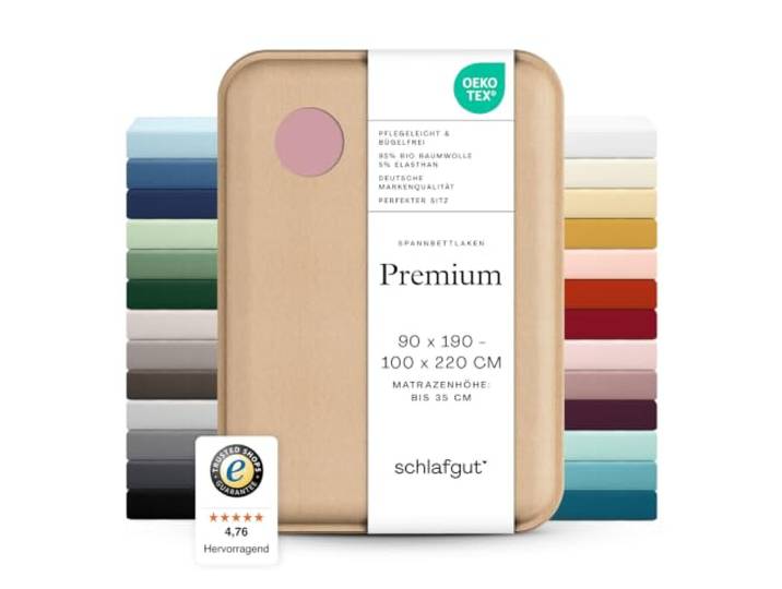 schlafgut Premium Spannbettlaken 90x200 cm Bio-Baumwolle, Purple Mid