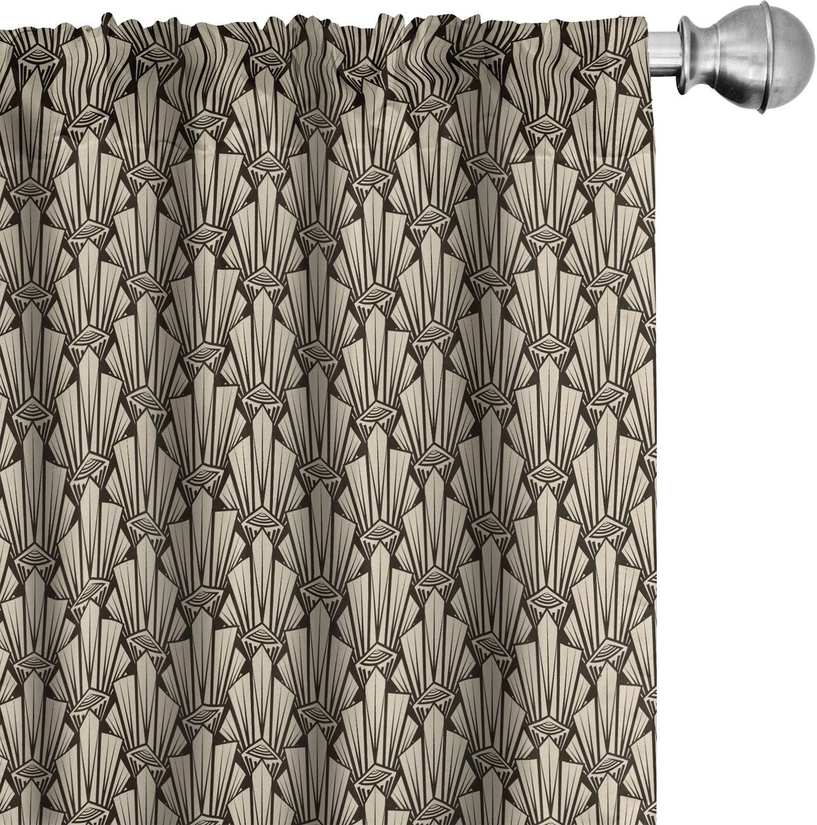 ABAKUHAUS Abstracte Gordijnen 2-Delig – Geometrisch Beige Bruin – Semi-transparant