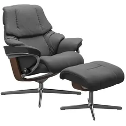 Stressless Sessel mit Hocker Reno Cross Leder Grau Batick Grey S (Small)