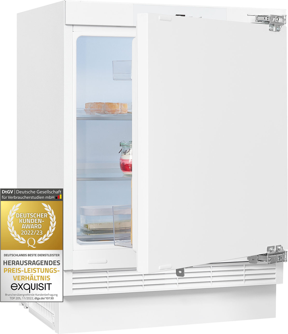 Exquisit Unterbau-Kühlschrank UKS140-V-FE-010D | 138 l Nutzinhalt | Weiß