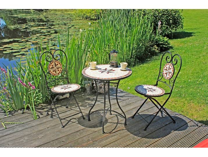 Balkonset GARDEN PLEASURE Mosaik , braun (braun, grau), Sitzmöbel-Sets, Balkonset