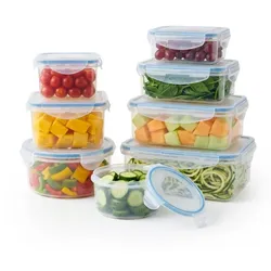 Relaxdays Frischhaltedose Set 8 Größen Blau,Transparent