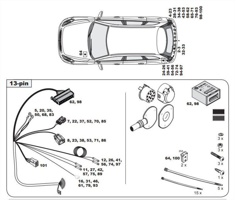 FAISCEAU SPECIFIQUE 13 BROCHES POUR VOLVO XC90 (03/15-)