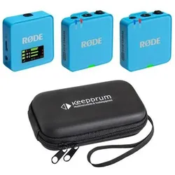 RØDE Mikrofon-Funksystem Wireless GO Gen 3 Blau mit Softcase, Mikrofon