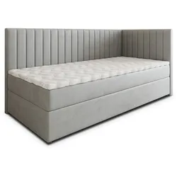 BOXBETT ARIS 80x200 cm mit Matratze und Topper, H2+H3 - Hellgrau