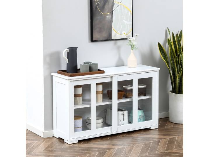 Buffet de cuisine empilable HOMCOM avec 2 portes coulissantes 107x33x62,5cm Blanc
