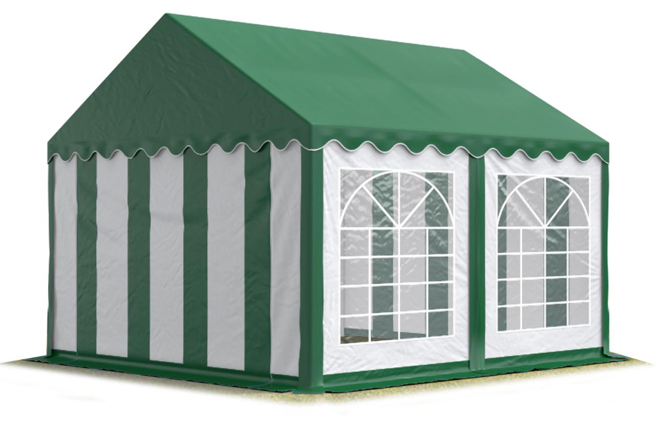 TOOLPORT Partyzelt Festzelt 4x4 m Garten-Pavillon PVC Plane 700 N in grün-weiß Wasserdicht