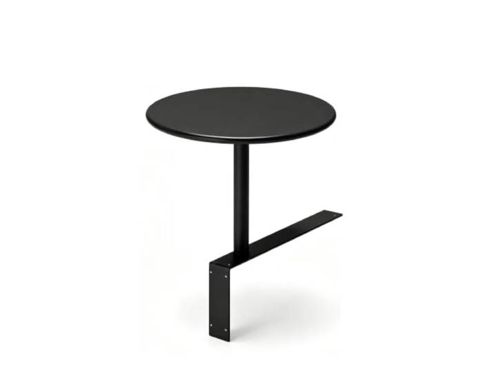 CMYAOYC Platzsparender Sitzrandtisch, Robuster Kommerzieller Getränketisch Runder Angebauter Tisch für Café, Coffee Shop und Restaurant, Beistelltisch aus Kohlenstoffstahl(Black,35cm)