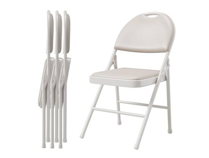 IDEALHOUSE Klappstuhl 4er Set mit PU-Leder & Polsterung Hohe Rückenlehne, stabiler Metallrahmen, rutschfeste Füße, fLeicht & Platzsparend, für Büro, Zuhause, Events
