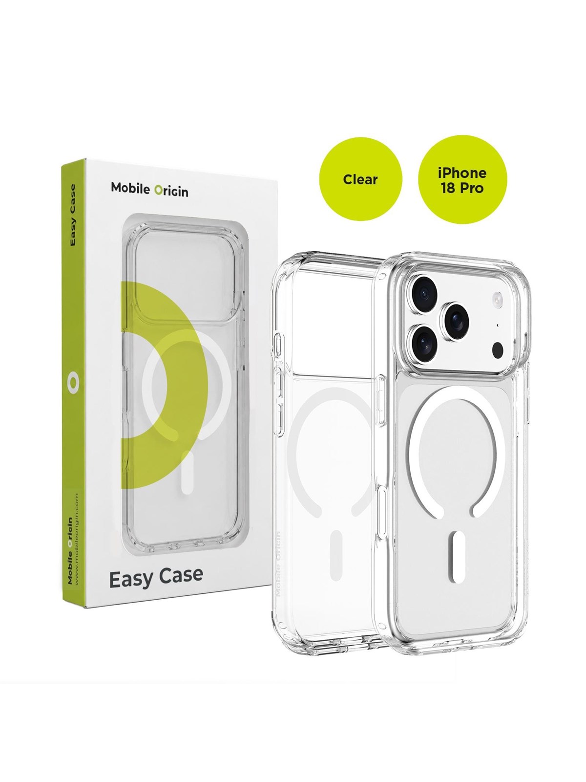 Mobile Origin Easy Case Compatible with MagSafe Clear iPhone 18 Pro