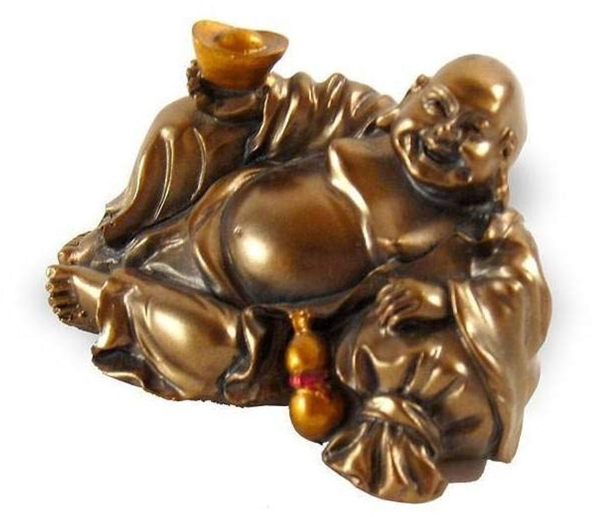 Gouden Boeddhabeeld 7 cm - Gelukkige Buddha Standbeeld voor Feng Shui en Zen Decoratie