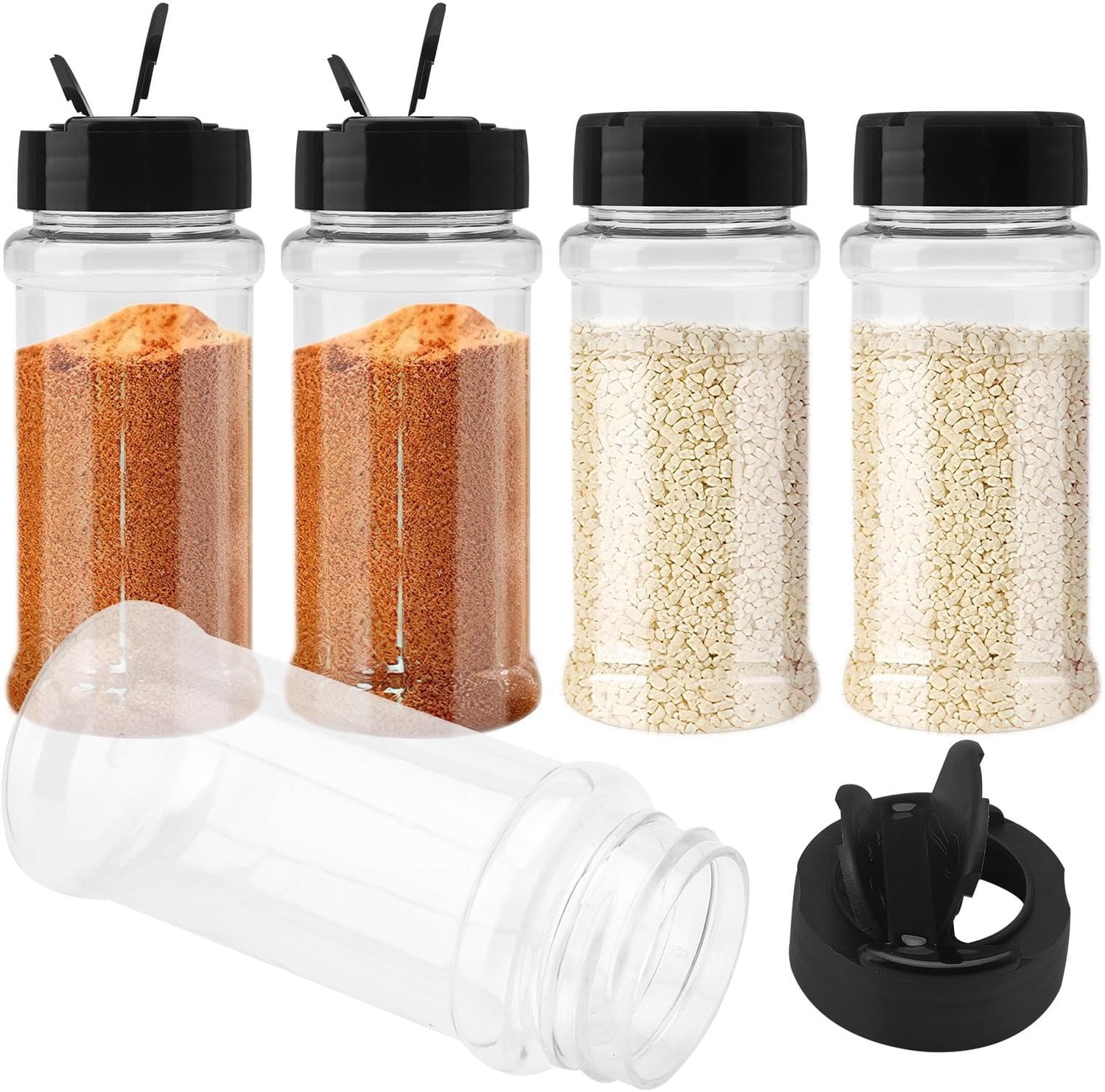 Famanu Kruidenpotjes set van 5 stuks, 100 ml, Kunststof herbruikbare kruidenstrooiers