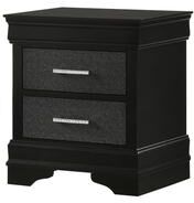 Benjara 2 Drawer Wooden Nighstand with Horizontal Pull and Studded Accent, Black