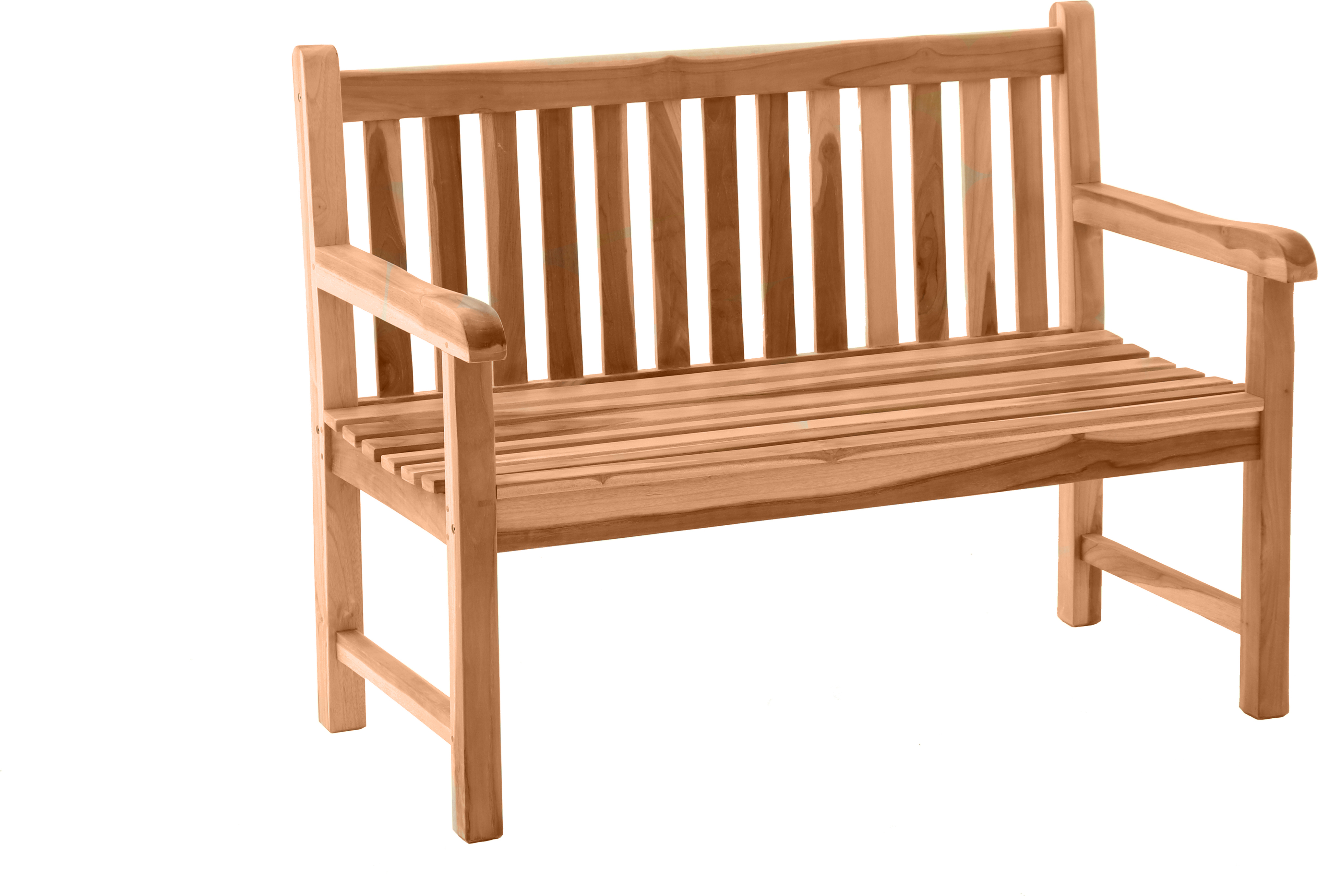 TPFGarden GARTENBANK Teaka 2-Sitzer mit Rücken- und Armlehne, 120 cm,Teakholz