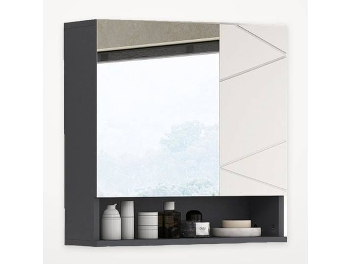 Armoire miroir salle de bains Armoire de salle de bain avec miroir Gris Armoire suspendue équipé de rangement réglable