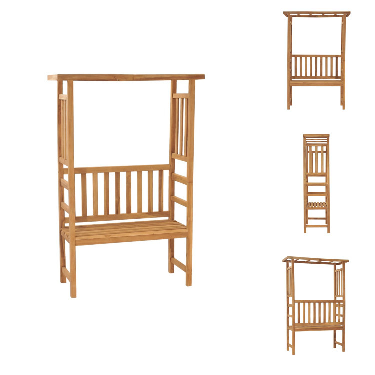 vidaXL Gartenbank mit Pergola 115 cm Massivholz Teak - Gartenbänke