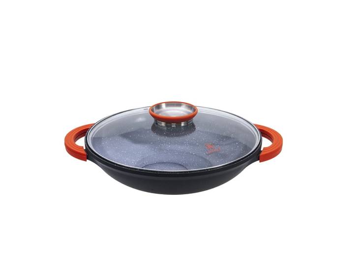 Wok 32 cm amovible en aluminium - noir
