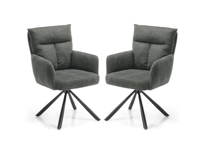 Lomadox Esszimmer Stuhl Armlehnstuhl 2er Set, drehbar, Mikrofaser in grau