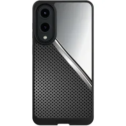 Nivocase Hülle für Samsung Galaxy S25 Edge Handyhülle NIVOcore Case Schwarz Carbon Metall Stahl (Samsung Galaxy S25 Edge), Smartphone Hülle, Schwarz