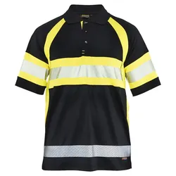Warnschutz Polo-Shirt mit UV-Schutz "3338" - S - schwarz/gelb