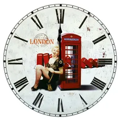 Retro Design Wand Uhr London Deko Zeit Anzeige Römische Zahlen Telefonzelle