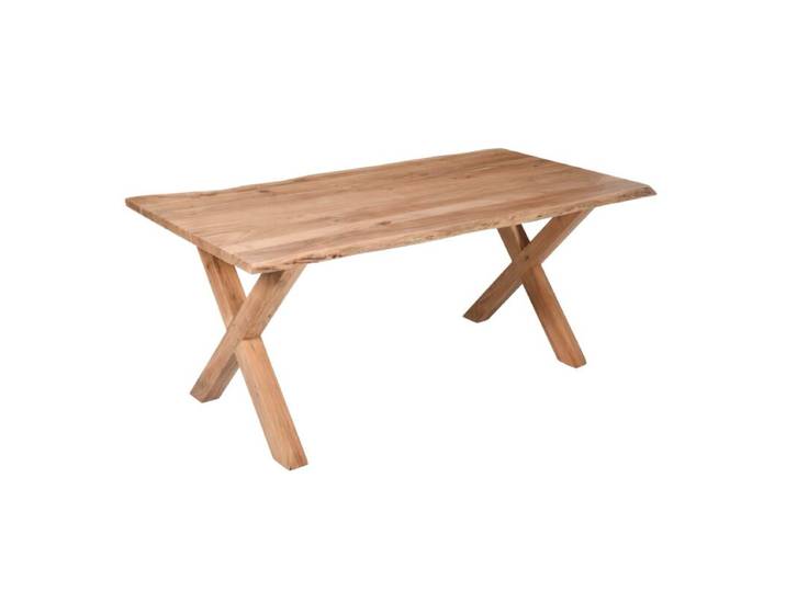 Liadomo Valencia Baumkantentisch aus Akazie Massivholz - in verschiedenen Größen und Plattenstärken wählbar - 35 - X-Gestell Akazie massiv natur - 160 x 85 Massives Akazienholz, Natur pur, 5 Größen für jeden Bedarf, jeder Tisch ein Unikat, pflegeleicht, langlebig Natur, Rustikal