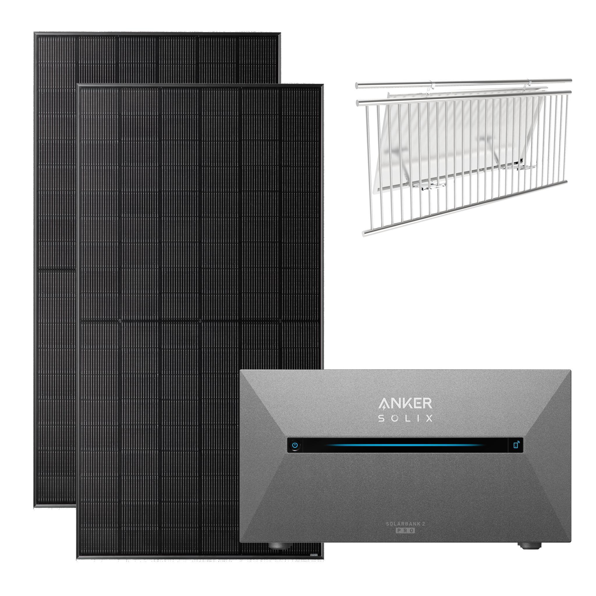 Anker SOLIX 1000W Balkonkraftwerk mit 2×500W JA Solar Modulen mit Halterung für Balkongeländer