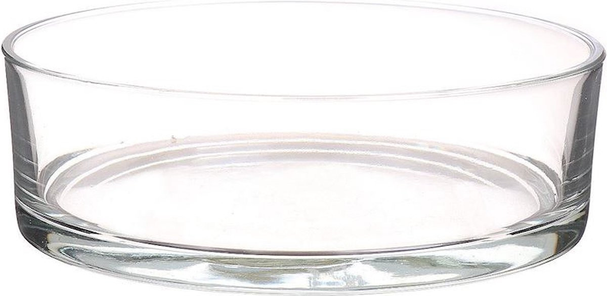 Transparante ronde glazen schaal/vaas - Diameter: 25 cm, Hoogte: 8 cm
