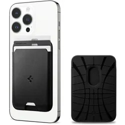 Spigen Magnetyczny portfel Valentinus Pro MagSafe czarny (Apple iPhone 12), Smartphone Hülle, Schwarz