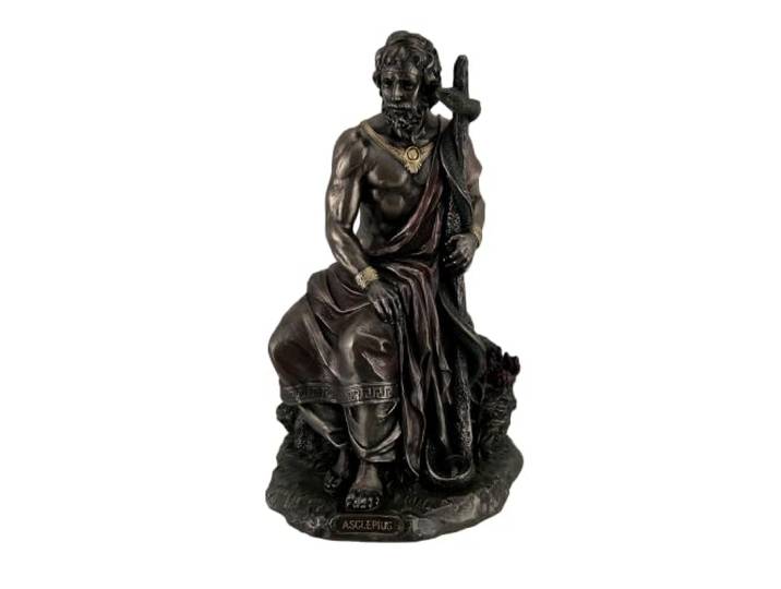 Veronese Asclepius Griekse God van de geneeskunde houden slang verweven personeel gebronsde standbeeld
