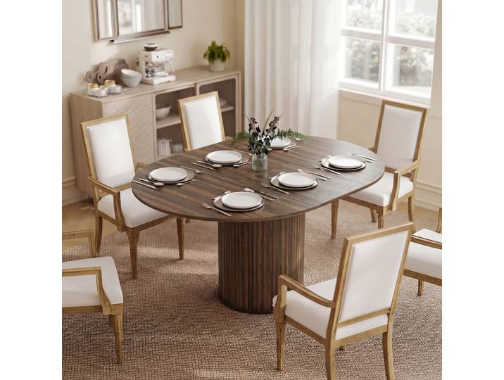 HOMCOM Table Extensible Ovale 6-8 Pers 110-150cm Noyer Cuisine