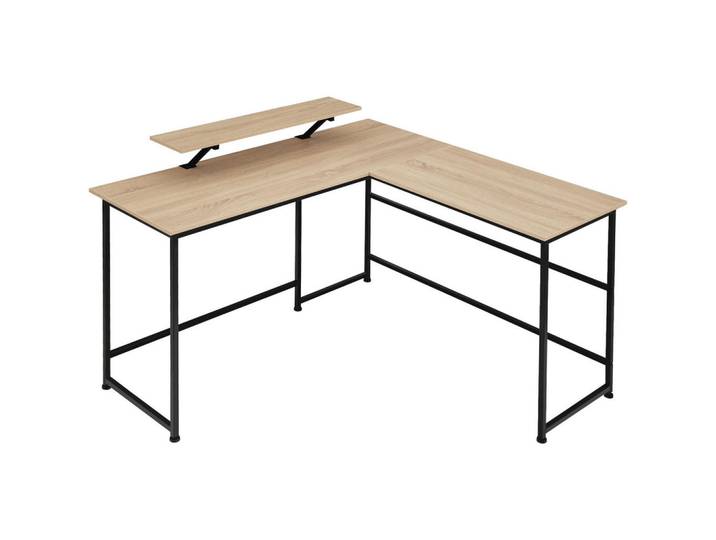 tectake Schreibtisch Melrose, 140 x 130 x 76,5 cm, Industrial Holz hell, Eiche Sonoma, Naturfarben, L-Form, 130x76.5x140 cm, Büromöbel, Schreibtische, Eckschreibtische