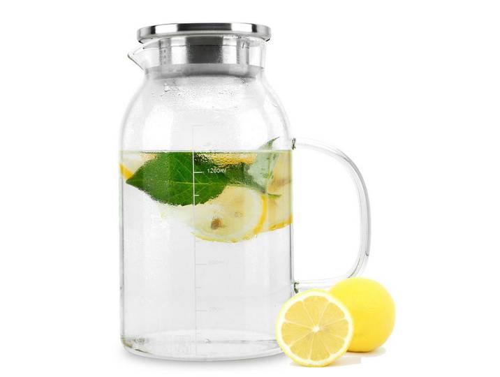 Intirilife Karaffe, Transparent, Glas, 1.8 L, integriertes Sieb, Geschirr, Kannen & Karaffen, Wasserkaraffen & Krüge
