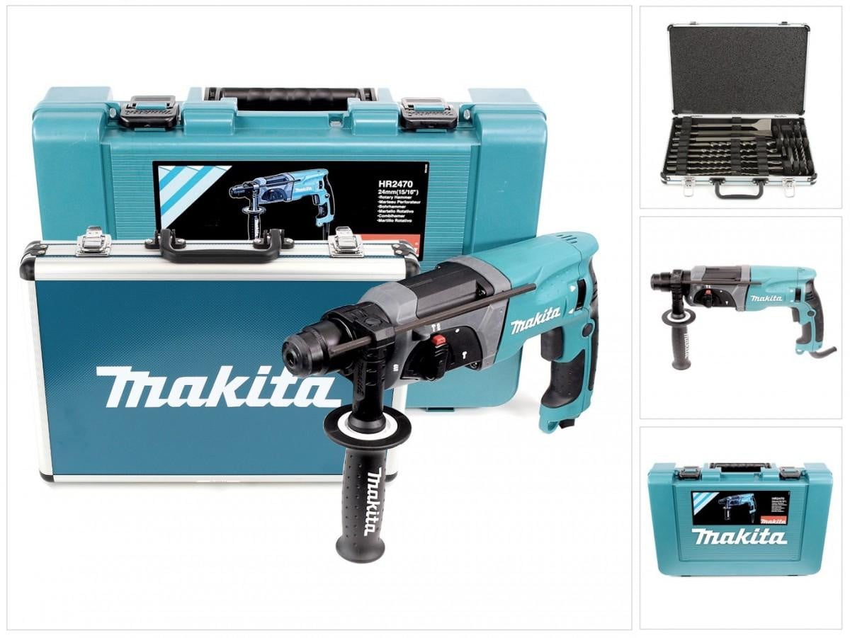 Makita HR 2470 780 W SDS-Plus klopboormachine met 17-delige D-42444 SDS-Plus boorset in koffers
