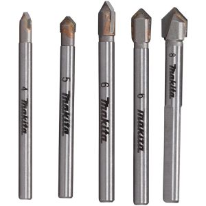 Makita Bohrer Glas-/Fliesenbohrer-Set, E-25410, 5-teiliges Set, 4-8 mm, Fliesenbohrer