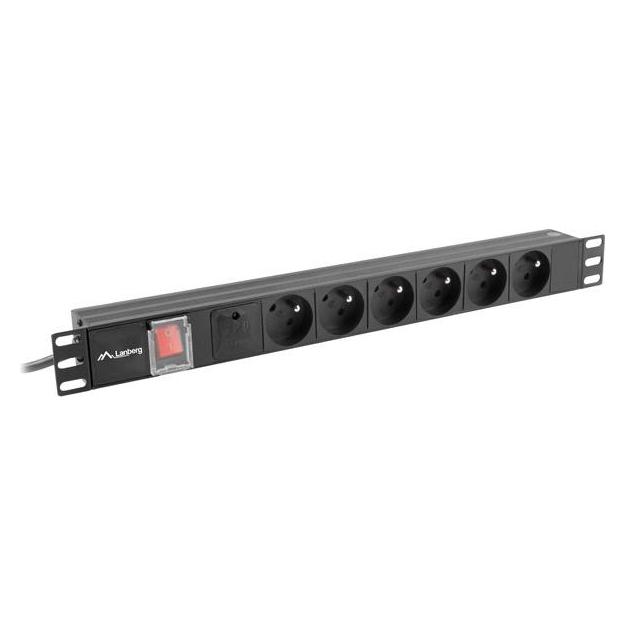 Lanberg RACK PDU STECKDOSENLEISTE 19 1HE 10A 6X 230V PL 2M SCHWARZ C14 (PDU-06E-0200-IEC-BK)