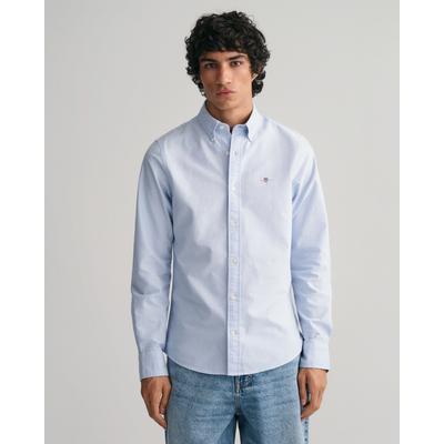 Langarmhemd GANT "Slim Fit Oxford Hemd strukturiert langlebig dicker", Herren, Gr. 3XL, N-Gr, blau (light blau), Popeline, Obermaterial: 100% Baumwolle, unifarben, slim fit hüftbedeckend, Hemden, Oxford Hemd Slim Fit