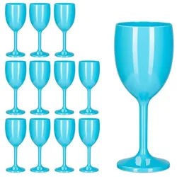 Relaxdays Türkise Weingläser Kunststoff 12er Set Türkis