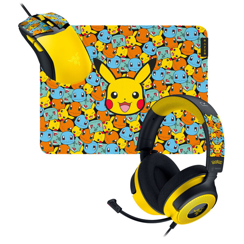 Razer Gaming Bundle - Kraken Kitty VX4 Headset, Gigantus V2 Mauspad & Cobra Gaming Maus - Pokémon Kanto Starters Edition