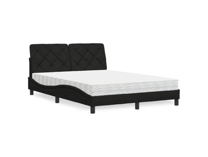 PUGYNBK Bett mit Matratze, Stoff, Schwarz, 120 x 200 cm Lattenrost, gepolstertes Kopfteil, anpassbarer Schaumstoff, robuste Beine
