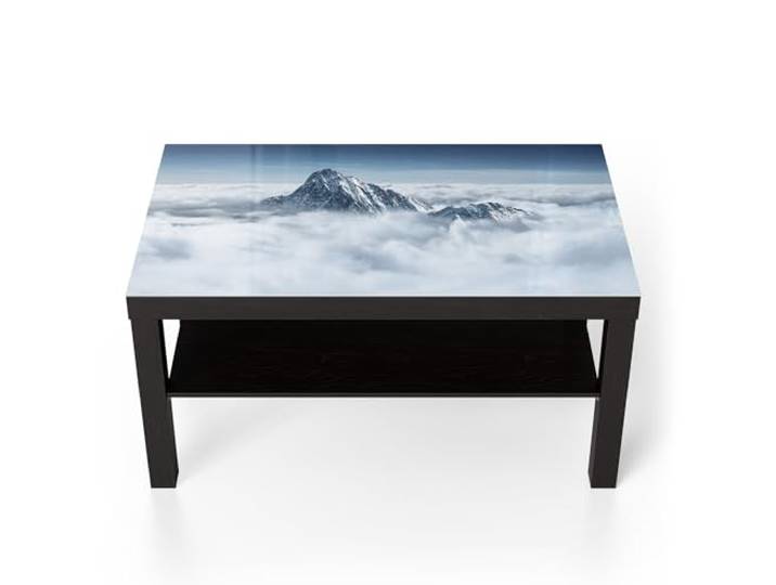 DEQORI Glastisch schwarz groß 90x50 cm Motiv Himmlische Gipfel ausgefallener Beistelltisch aus Glas Hochglanz Couchtisch fürs Wohnzimmer moderner Couch Tisch mit Design