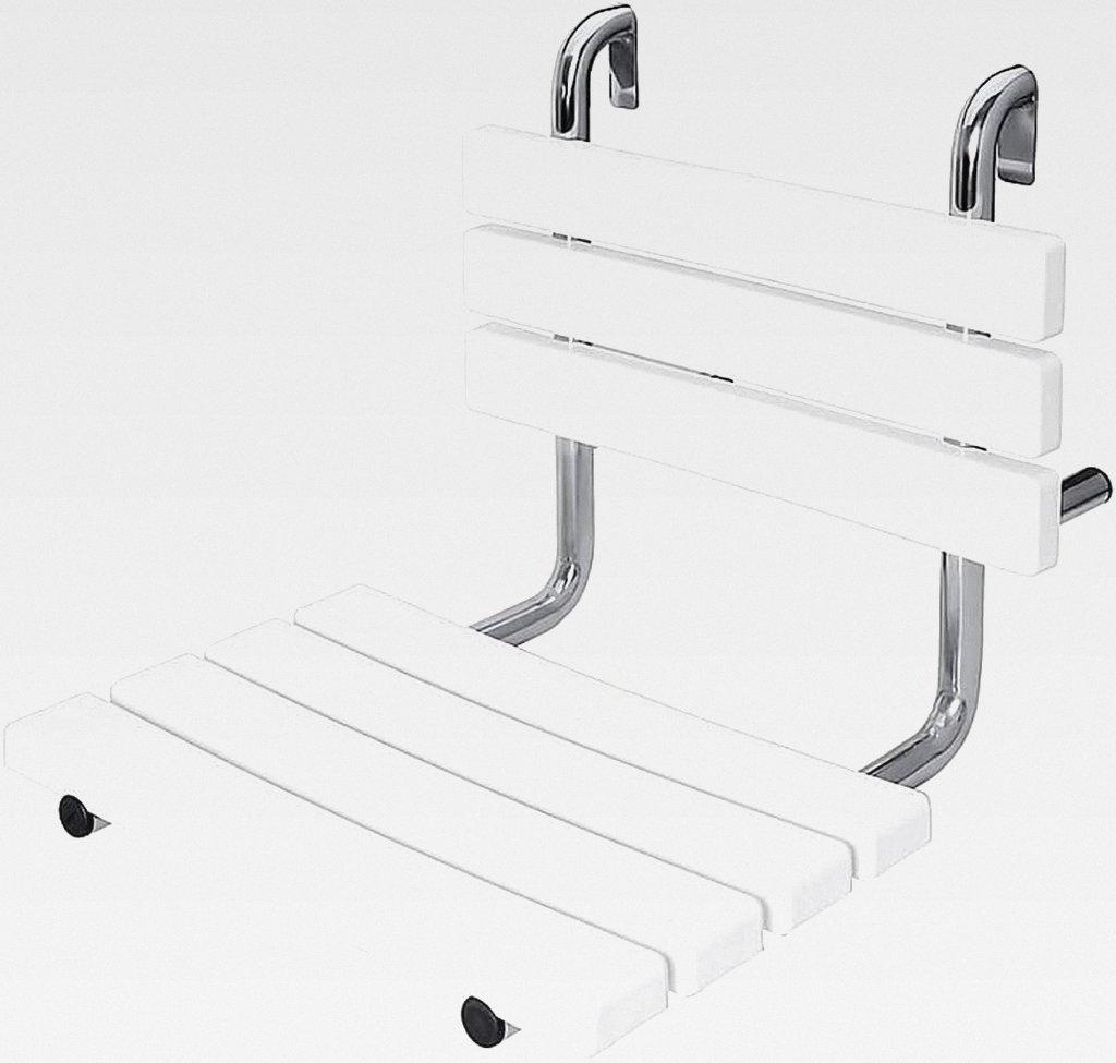 BELP Duschsitz am Griff hängend Edelstahl Kunststoff Weiß 440x500x507 mm, 120 kg Traglast für Bad & WC >> zum Einhängen