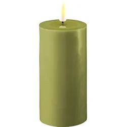 Deluxe Homeart LED Stumpenkerze Real Flame olive, Ø5 x H10cm, olive