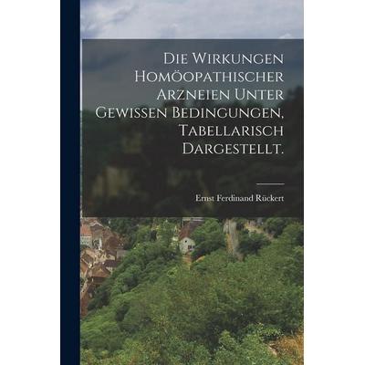 Die Wirkungen homöopathischer Arzneien unter gewissen Bedingungen, tabellarisch dargestellt., Taschenbuch von Ernst Ferdinand Rückert, Hutson Street