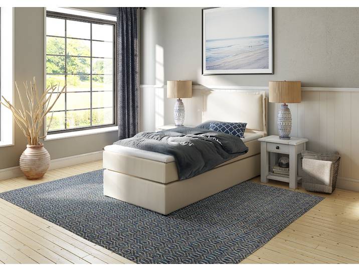 Boxspringbett HOME AFFAIRE Lysann , beige, B:107cm L:215cm, Komplettbetten, Boxspringbett, 5fach verstellbares Kopfteil, in 4 Breiten, 3 Matratzenarten