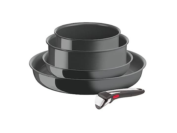 Tefal Ingenio Renew 5-teiliges Pfannenset 22/28 cm, Töpfe 16/20 cm, Abnehmbarer Griff, Induktion, Keramikbeschichtung, Thermo-Signalfunktion, recycelt, L2619002