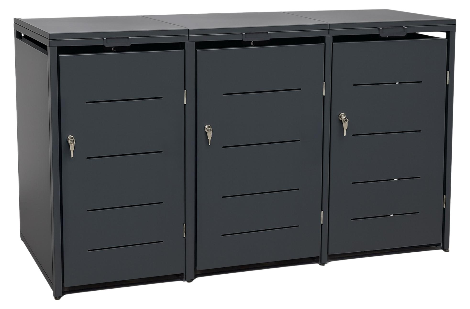 Metall Mülltonnenbox 3er Mülltonnenverkleidung 196 x118 cm Conta Anthrazit